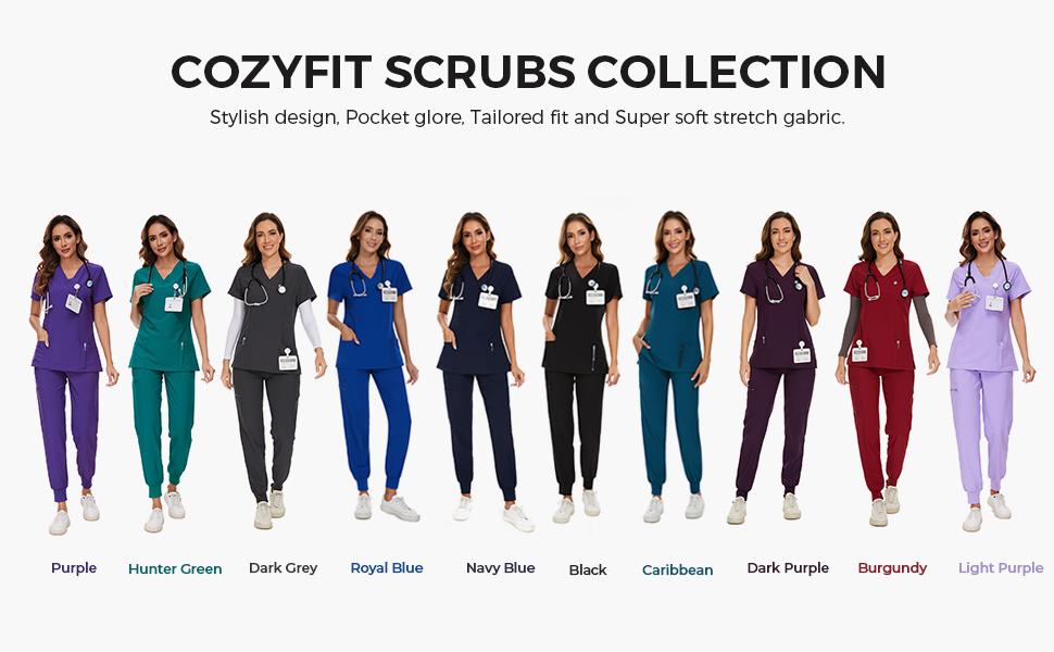 COZYSCRUBS Luna Vital Set for Women - Stretch V-Neck Scrub Top & Jogger Pant with 8 Pockets, Workwear, Uniforms,summeroutfits,vacationoutfits,bathingsuitwomenset,beachoutfits