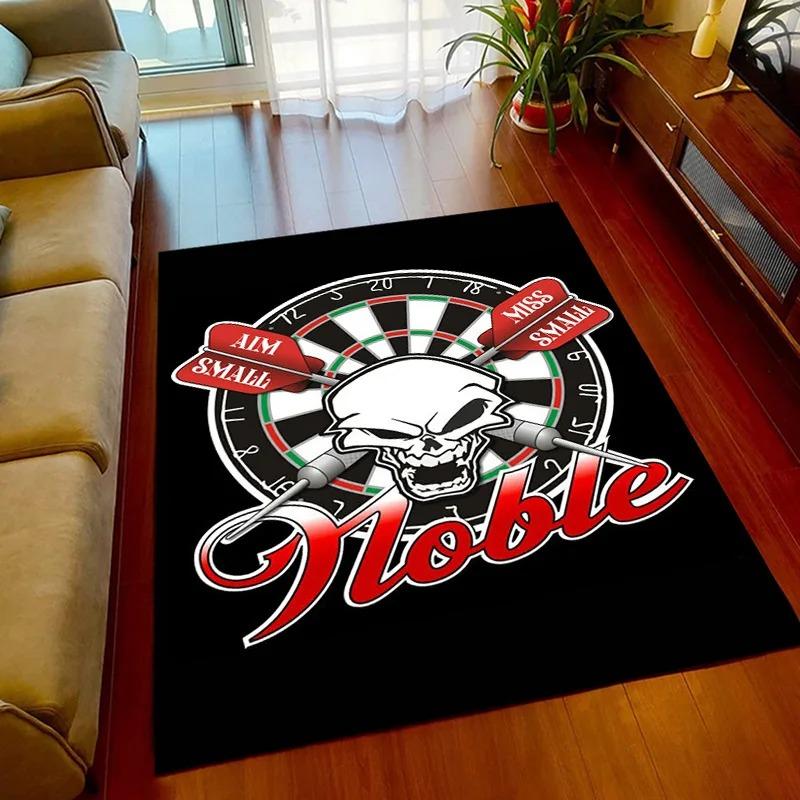 Keep Calm And Play Darts Flannel Area Rug - Dart Board Print Soft Mat for Game Room & Man Cave, Non-Slip Sports Home Decor #DartsRug #GameRoomMat #SportsHomeDecor #DartBoardCarpet #NonSlipFlannelRug