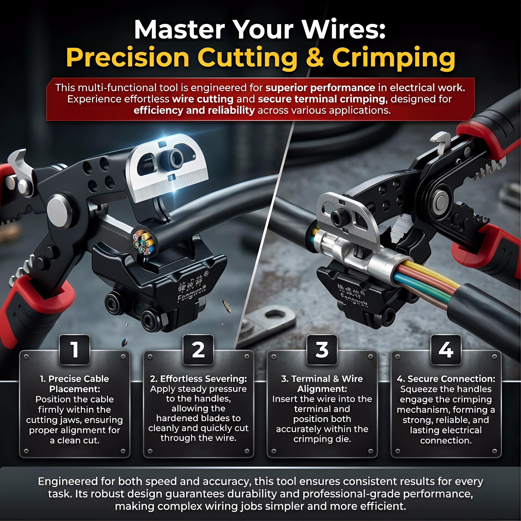 Multifunctional Wire Stripper Tool, Professional Cable Stripping, Cutting, Crimping & Bending Pliers, Versatile Electrician Tool