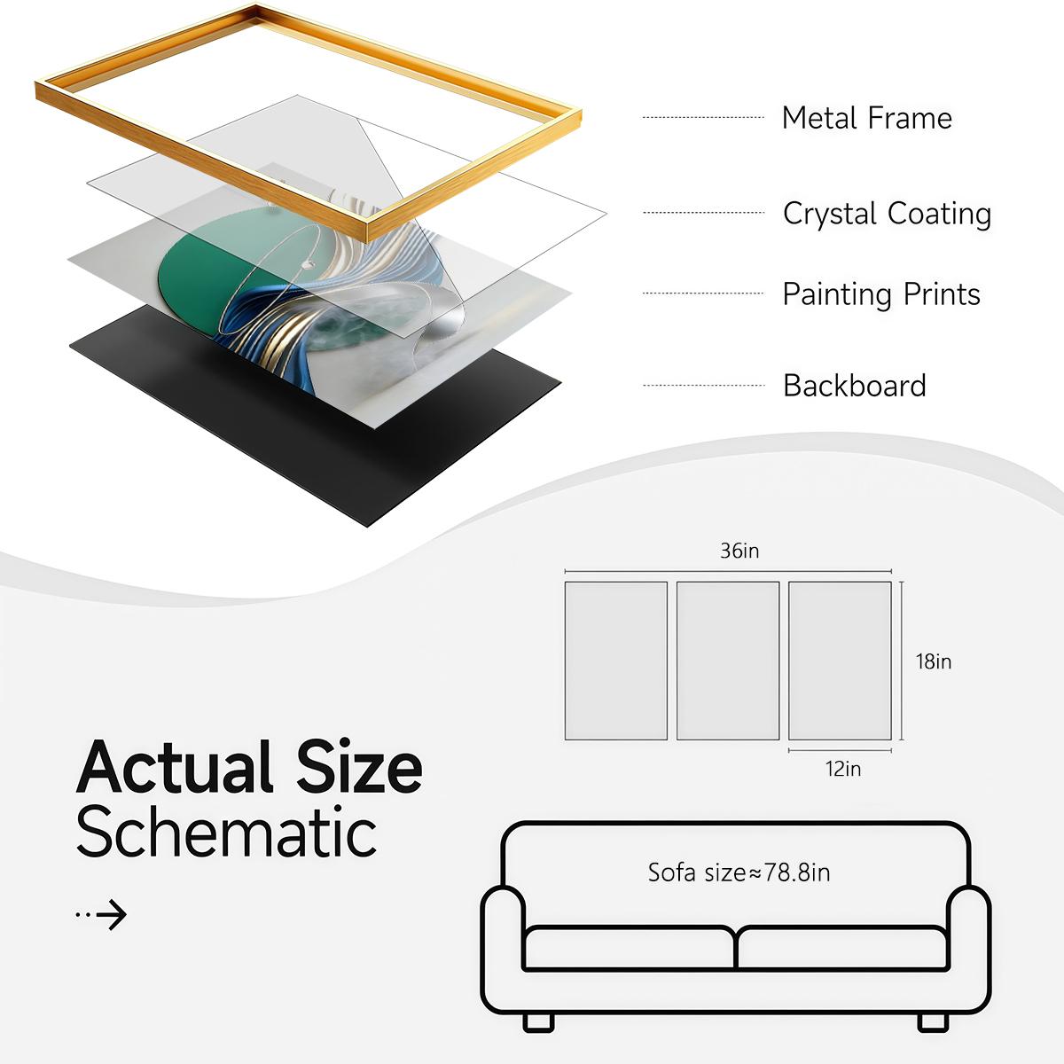 3 Counts Aluminum Alloy Framed Painting, Geometric Abstract Metallic Shapes And Smoke Art Pictures, Home Decoration For Living Room, Bedroom, Office, Restaurant, Hallway Wall Decor, Odorless Print Artwork, Luxury Perfect Gift For Friends And Family