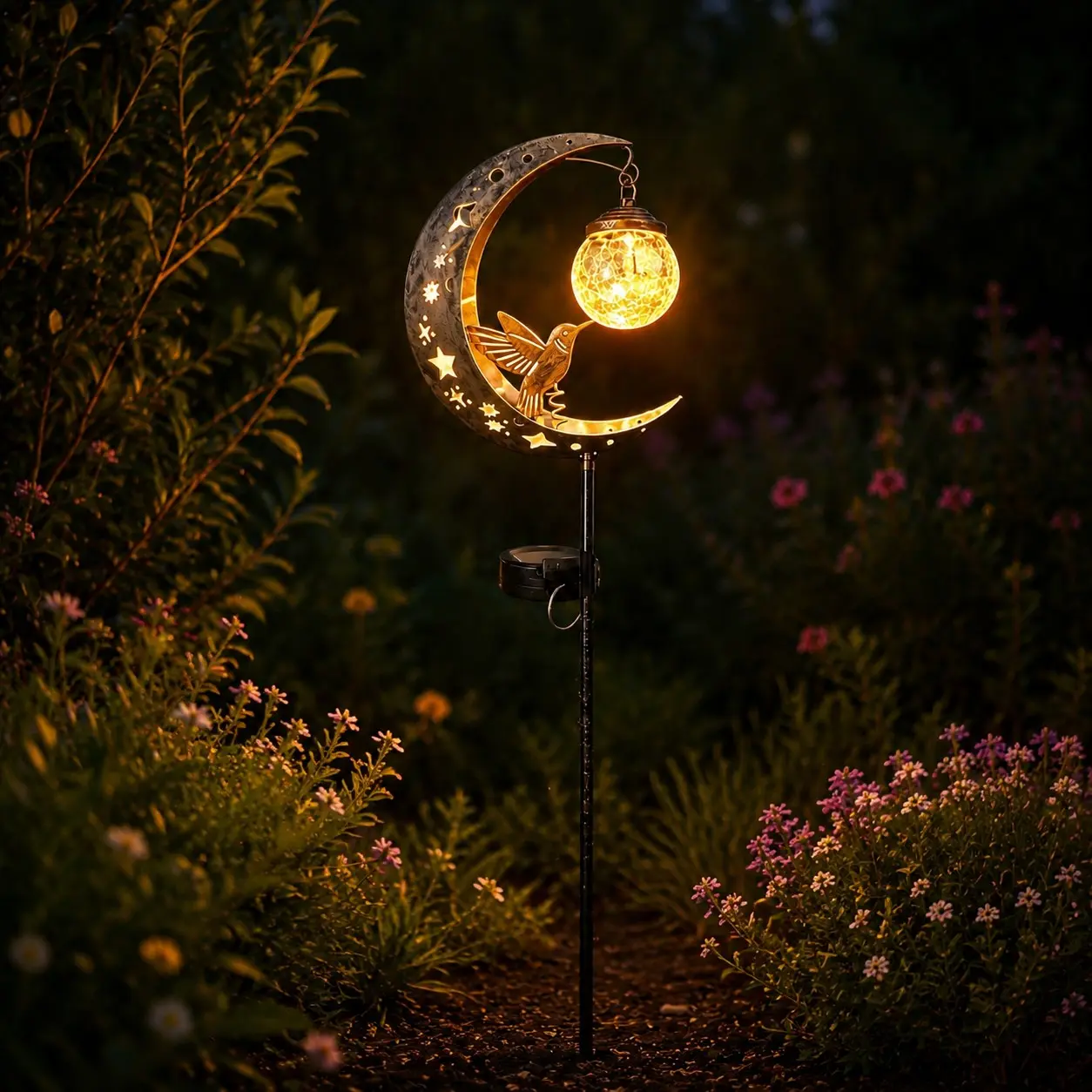 Solar Birdhouse Lawn Light, Iron Art Design with Broken Glass Ball, Auto Shutoff, Outdoor Garden Decor, Pathway Lighting, Holiday Gift, Outdoor Pathway Lights Solar Powered, Solar Decorative Lights