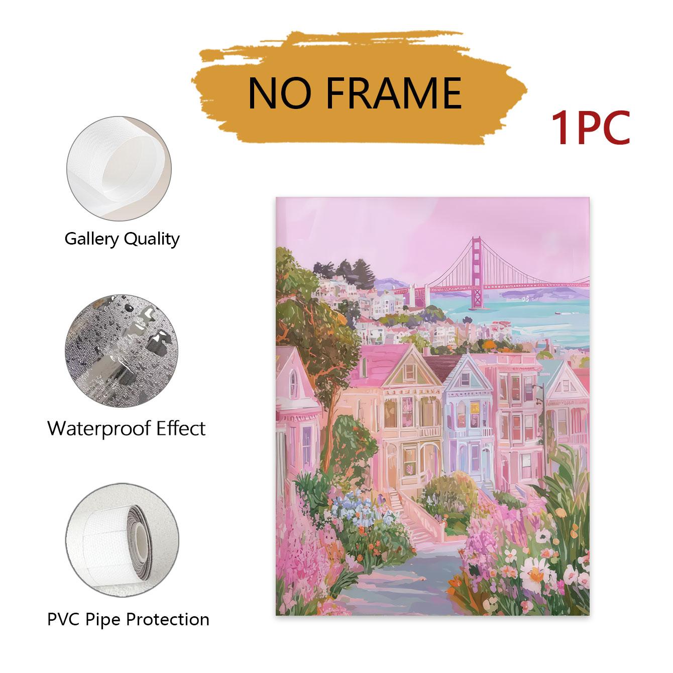 Golden Gate Bridge Wall Art Poster, Unframed Modern Decor, Travel Cityscape Print, San Francisco Lady Painting, Commercial Value