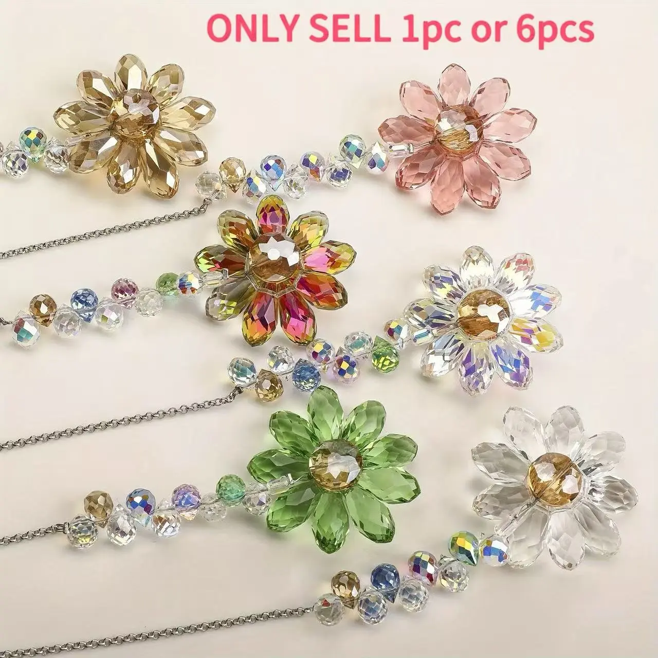 Crystal Sunflower Solar Catcher Pendant, Rainbow Maker, Indoor Window Outdoor Garden Decor, Ideal Gift, 1/6pcs, Home Decoration