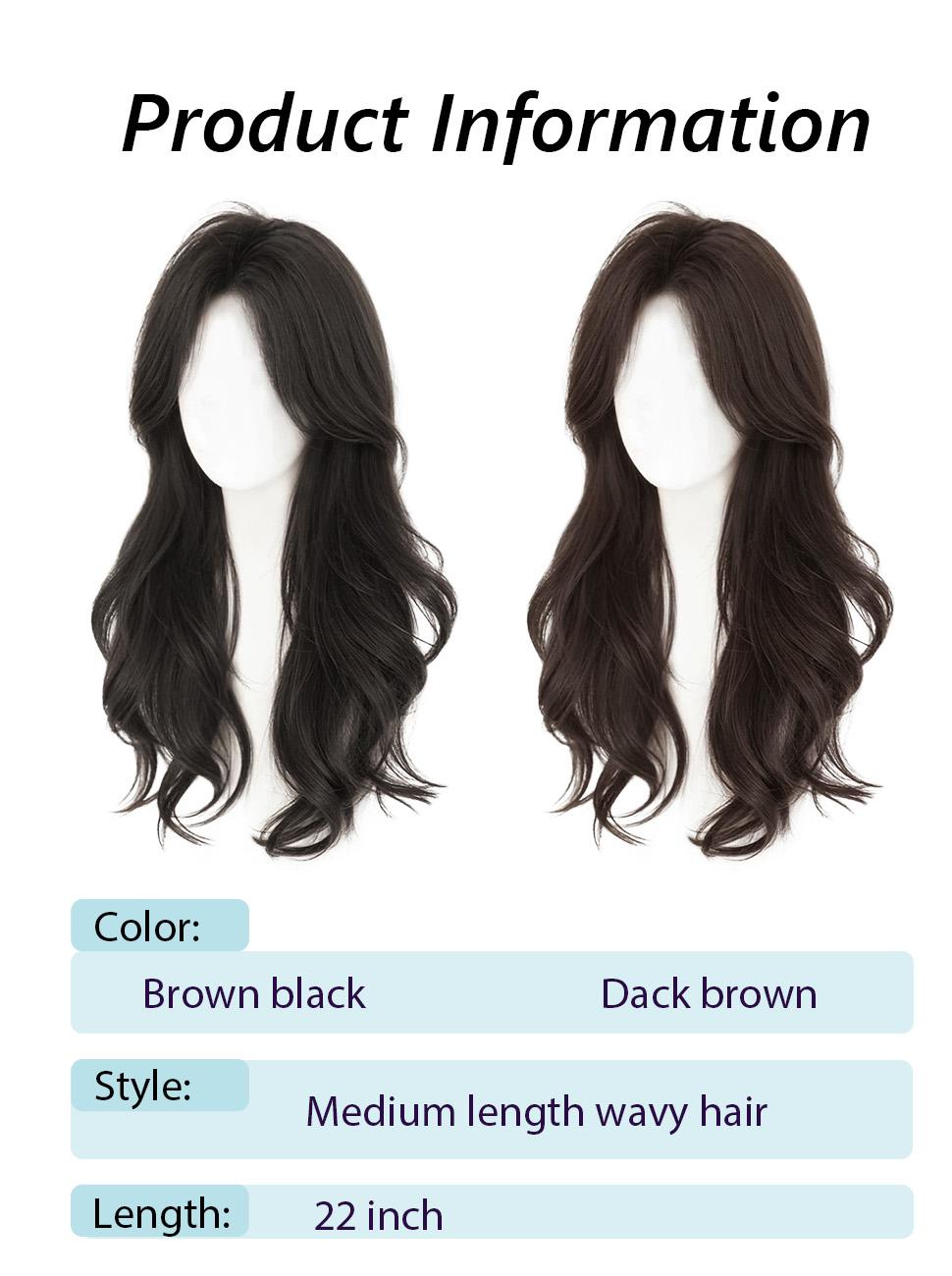 [AISI HAIR] Dark Brown Curls Long Synthetic Hair Topper for Women with Thinning 3D 360° Cover Clip in Wispy Bangs