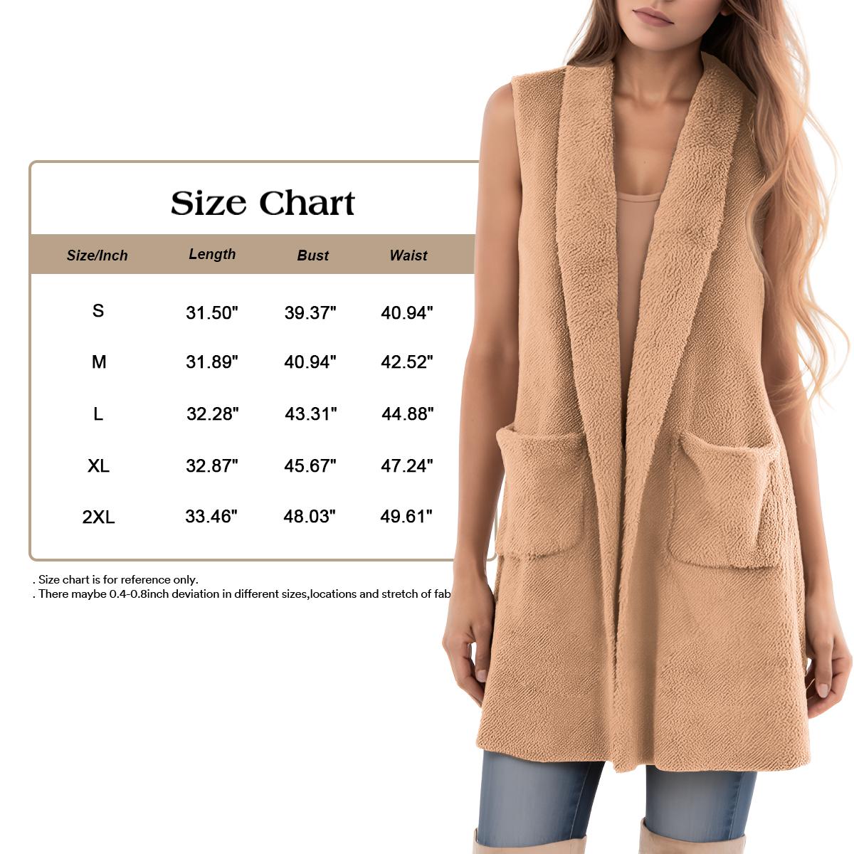 Chicovar Women's Sleeveless Sherpa Vest with Pockets【Clearance Sale】, Lapel Open Front Fleece Cardigan Sweater Fuzzy Jacket Coat