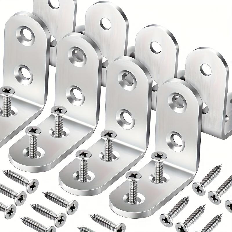 16Pcs. Stainless Steel L-Bracket Set, 3.99x3.99 cm/4.99×4.99cm 90-Degree Right Angle with Screws for Wooden Shelves, Chairs, Tables, Dressers, Furniture Assembly
