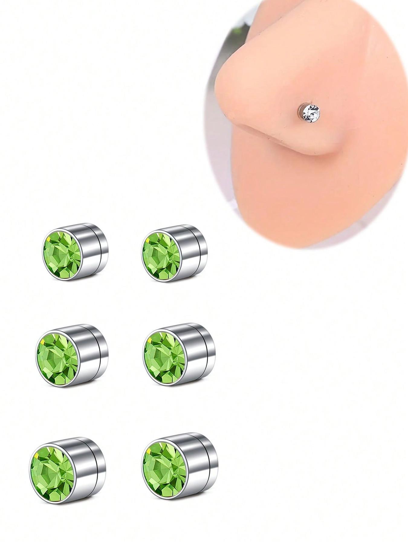 6pcs Magnetic Fake Nose Stud, Fake Nose Piercing Silver Gold Clip On Earring, Nose Piercing Jewelry