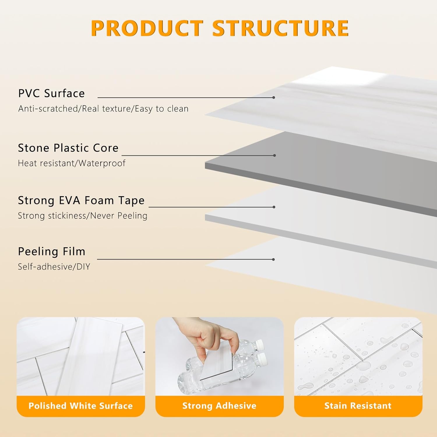 Vamos Tile 100-Piece Glossy Wooden Marble Grain Peel and Stick Backsplash Tile,3''x6'' PVC Subway Tile with White Grout, Stick on Backsplash for Kitchen/Bathroom/Fireplace Vamos Tile 100-Piece Glossy Wooden Marble Grain Peel and Stick Backsplash Tile,3''x6'' PVC Subway Tile with White Grout, Stick on Backsplash for Kitchen/Bathroom/Fireplace