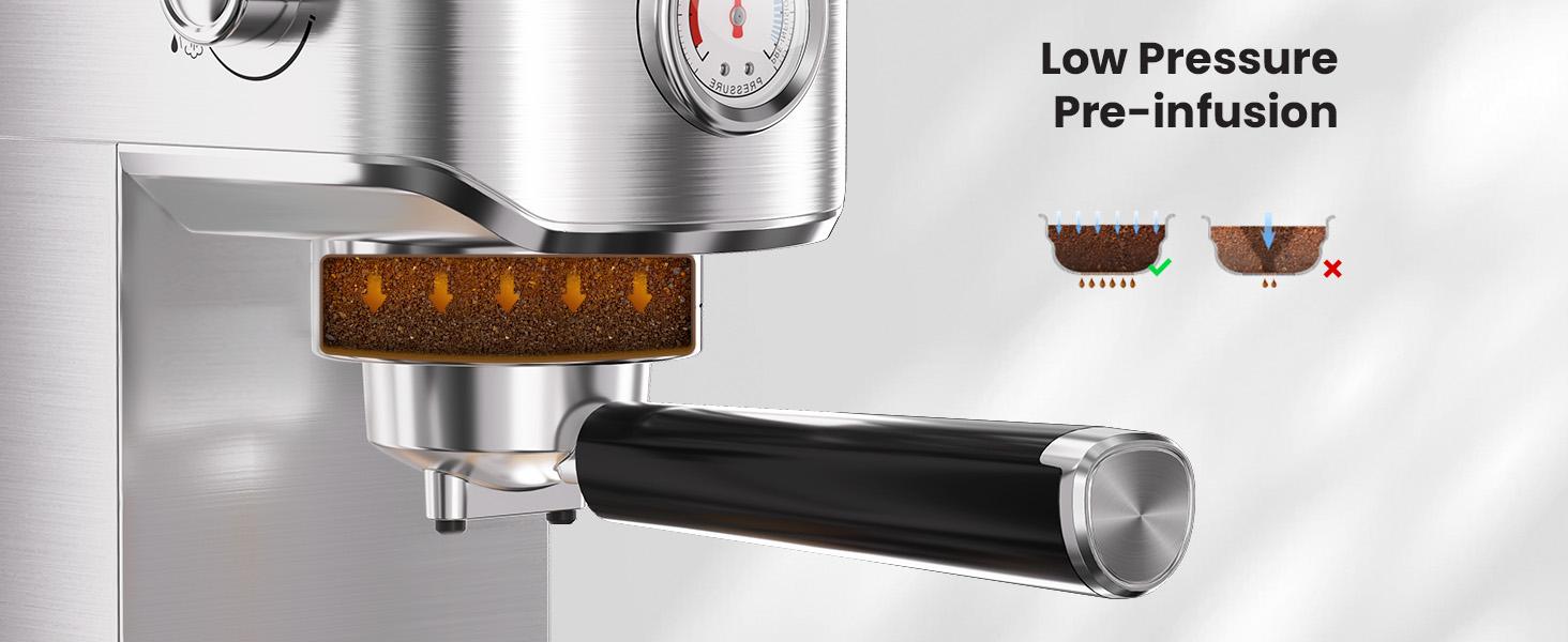 【Springtok】Gevi 20-Bar Espresso Coffee Machine – Professional Semi-Automatic Coffee Maker with Milk Frother Steam Wand