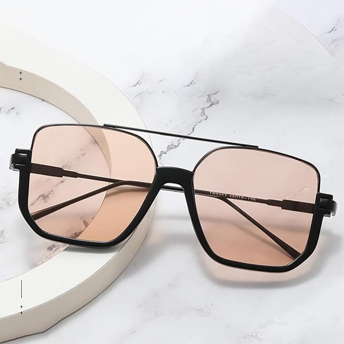 Retro Fashionable All-match Tinted Lens Aviator Sunglasses Aviator Sunglasses for Women,Men Summer VintageTrendy Glasses,Carry polarized sunglasses Unisex