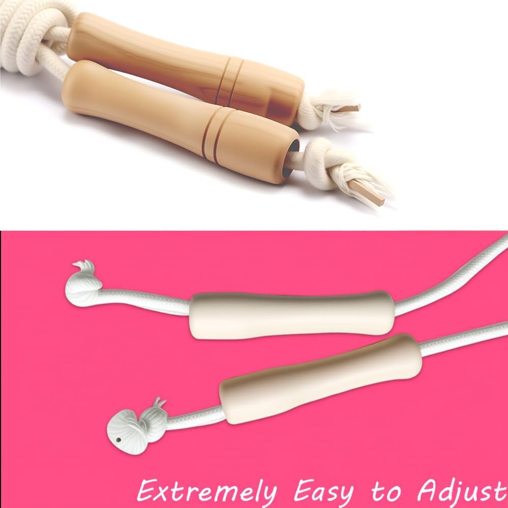 Jump Rope for  - Wooden Handle - Adjustable  Braided Fitness Skipping Rope for  Fitness Workout Exercise Outdoor Activity