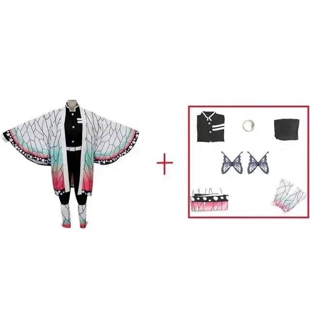 Kochou Shinobu Demon Slayer Cosplay Set - Adult Corps Uniform, Wig, Collared Neck Blouse with Buttons, Clothes Accessories for Halloween Party, S/Regular/XXL Sizes (No Size Option Alternative), Cosplay Costume, Anime Demon Slayer