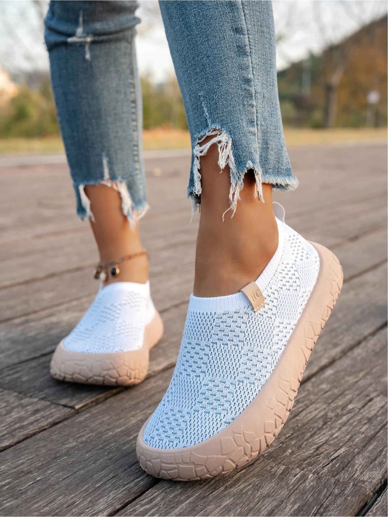 Women's Colorful Graffiti Slip-On Sneakers, Breathable Knit Mesh Comfortable Walking Shoes, Lightweight Non-Slip Soft Sole Casual Loafers for Outdoor, Work, Travel and All-Day Wear