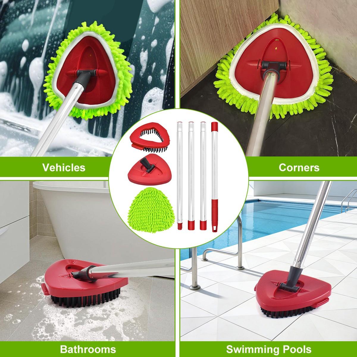 1set Spin Mop Sets with Stainless Steel Pole Base and Replacement Heads, Spin Mop Replacements, Compatible with Vileda Ocedar Easywring 1 Tank System, Efficient Deep Cleaning, Easy to Assemble, Kitchen Bathroom Cleaning Tools