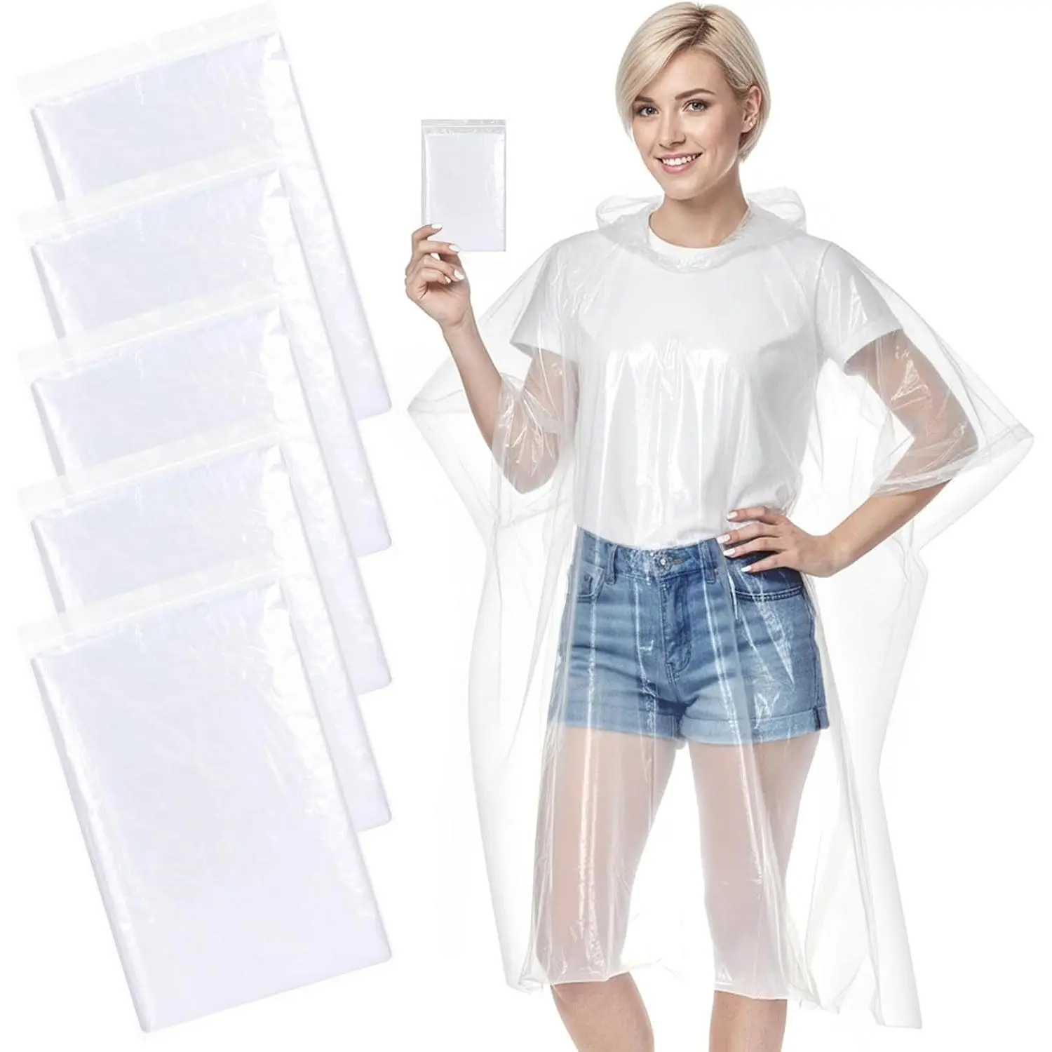 Disposable Rain Ponchos for Adults, 5PK/10PK/50PK Emergency Rain Poncho for Camping Hiking Travelling(Gift)