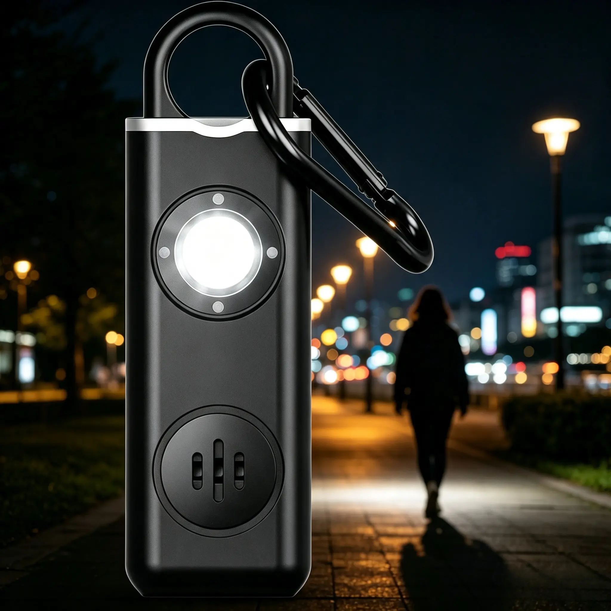 Personal Safety Alarm with 130dB Siren, Loud Siren, Strobe Light and Key Chain, LED Light Rechargeable Portable for Night Lighting Wireless Alarm for each person,back to school,back to school haul`