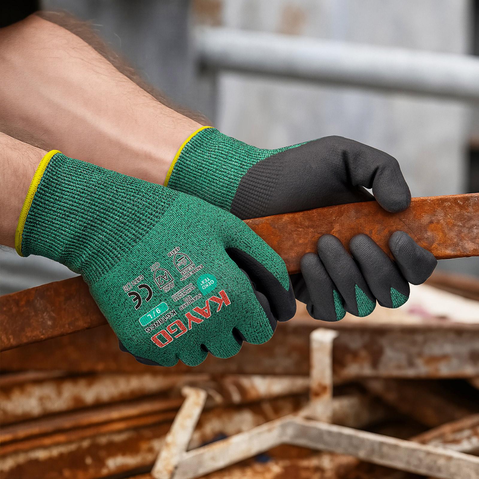 KAYGO Safety Work Gloves MicroFoam Nitrile Coated, KG18NB,Seamless Knit Nylon Glove with Black Micro-Foam Nitrile Grip, Ideal for General Purpose, Automotive, Home Improvement