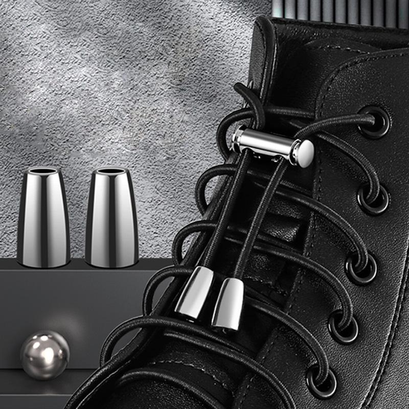 No Tie Shoelace, 1 Pair No Tie Shoelace Buckle, Elastic Round Press Metal Shoe Buckle, Shoe Accessories for Men & Women