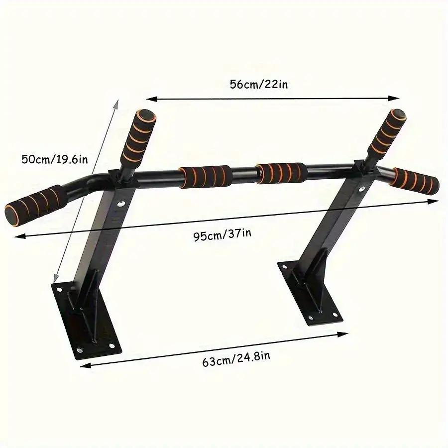All-Season Doorway & Wall Mounted Pull Up Bar, Space Saving Fitness Bar, Dual-Purpose for Home & Commercial Use, Adjustable Hanging Chin Up Bar No Independent Stand
