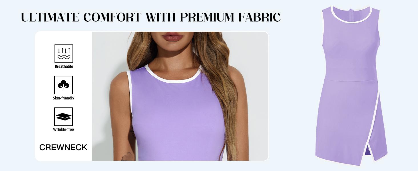 FISOEW Women's Pink Workout Tennis Dress with Built-in Bra & Shorts Pockets Sleeveless Crewneck Golf Athletic Mini Dresses Activewear Machine Washable Soft Breathable Fabric SpringStatements