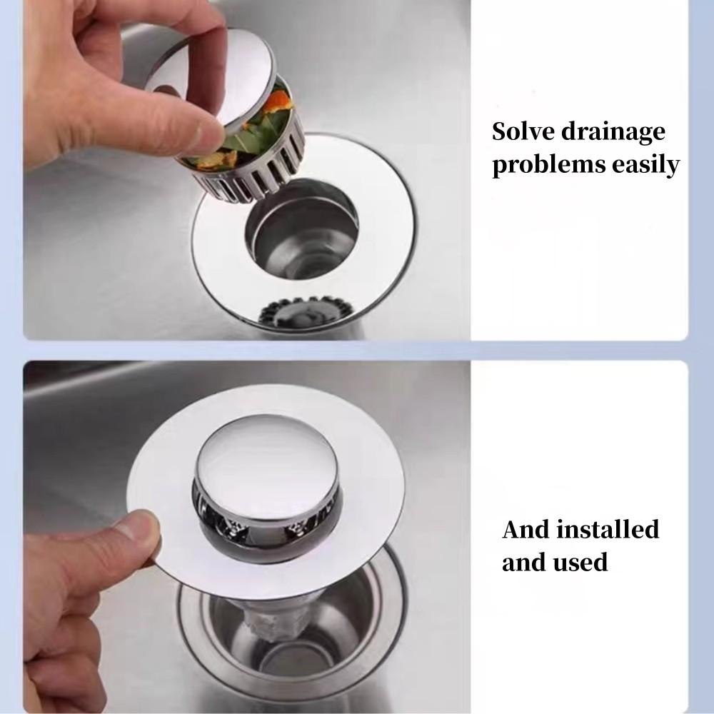 Kitchen Sink Filter Bounce Core, Leak Proof Drain Plug, Anti-Odor, Anti-Clog Press Type Floor Drain Stopper, Easy Solution for Clogs
