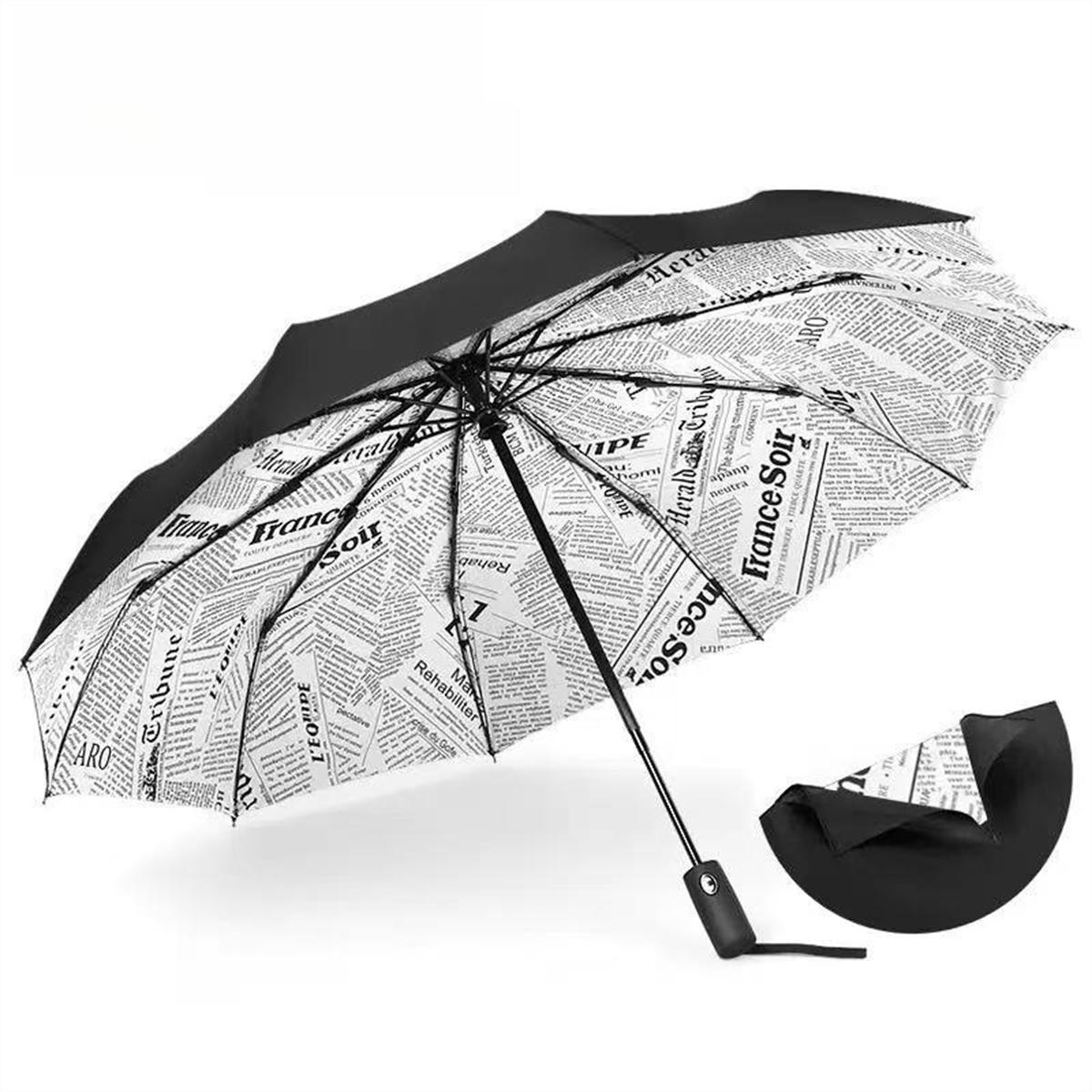 Luxury Business Umbrella, Windproof Sunscreen Folding Umbrella, Automatic Open, Double Layer 10 Rib Design, Lightweight & Portable