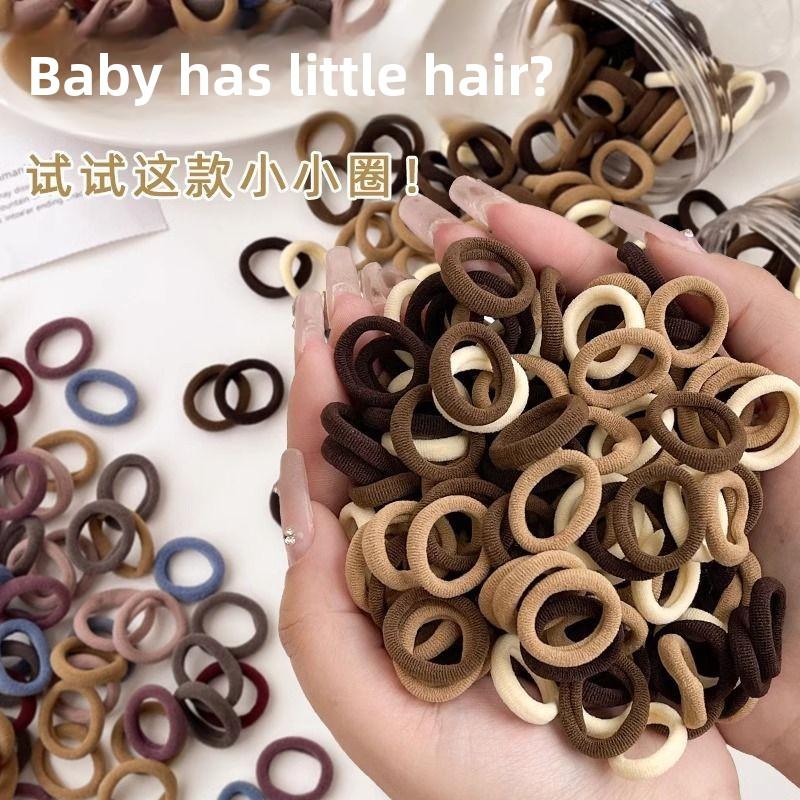 Kids Mini Thumb Band Scrunchies - Gentle No-Pull Fabric Hair Bands for Female, Colorful Terry Cloth Ponytail Ties for Daily Everyday Use