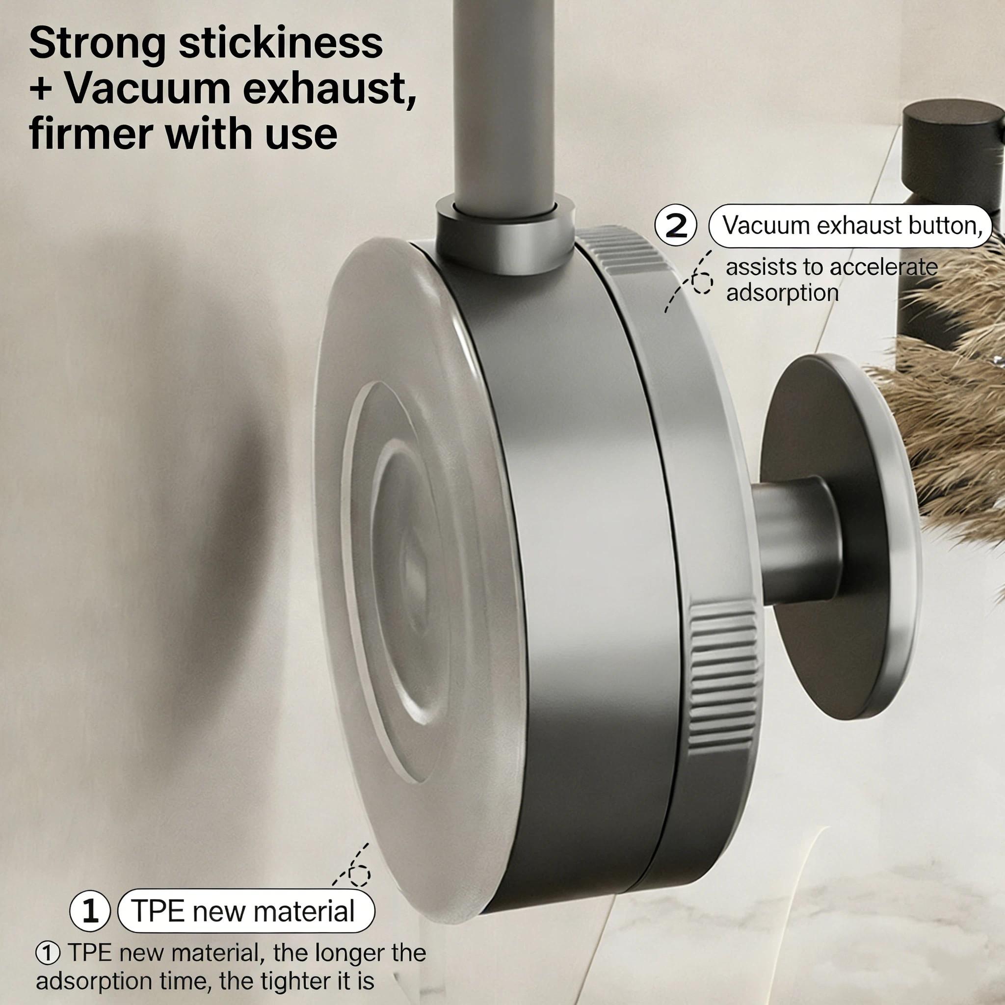 Wall-Mounted Hair Dryer Stand, 360° Adjustable Hose, Strong Suction Cup, Mirror & Tile Holder, No Drilling Required, Storage Rack