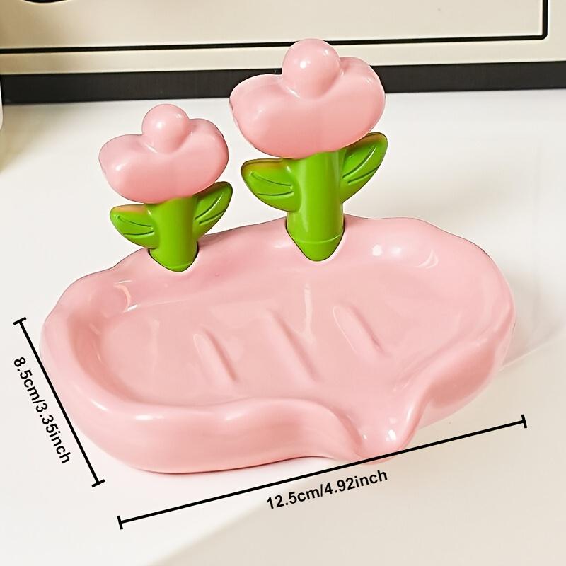 Portable Plastic Flower Soap Dish No Drilling Required Draining Home Bathroom Hotel Sink Soap Container