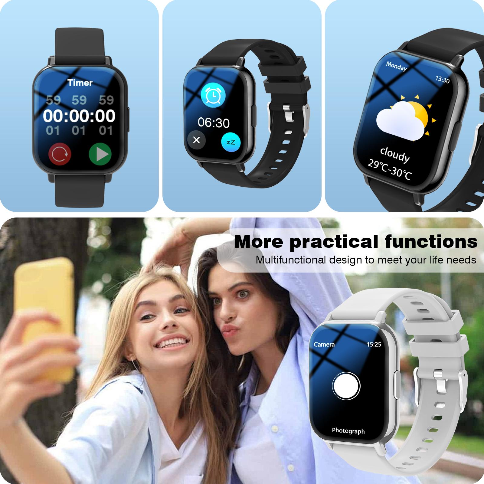 2026 New Smartwatch, 1.83-inch, unisex, wireless calling, multiple sports modes, message notifications, remote photo, music playback, compatible with Iphone and Android