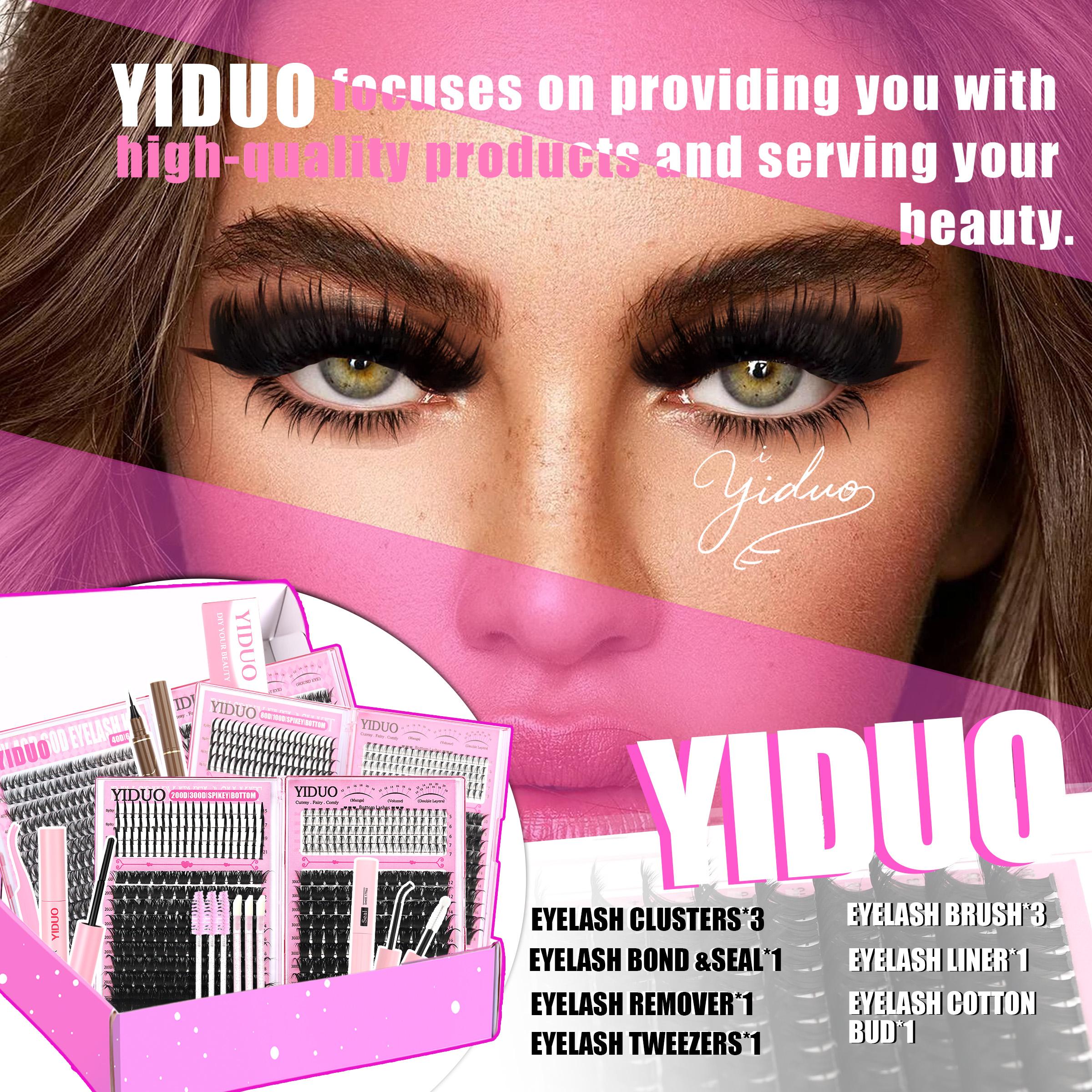 8-Style Volume D-Curl Individual Lash Clusters Kit - 1520-Piece, 40D-300D & Bottom/Spiky Styles - Eyelash Extensions Kit with Lash Bond & Seal, Tweezers, Remover, Eyeliner Pencil & Eyelash Brush - Easy DIY At-Home Eyelash Set