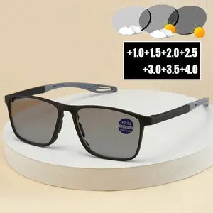 Ultralight Photochromic Presbyopia Glasses Vintage TR90 Sports Color Changing Sunglasses Finished Reading Eyewear 0 To +4.0