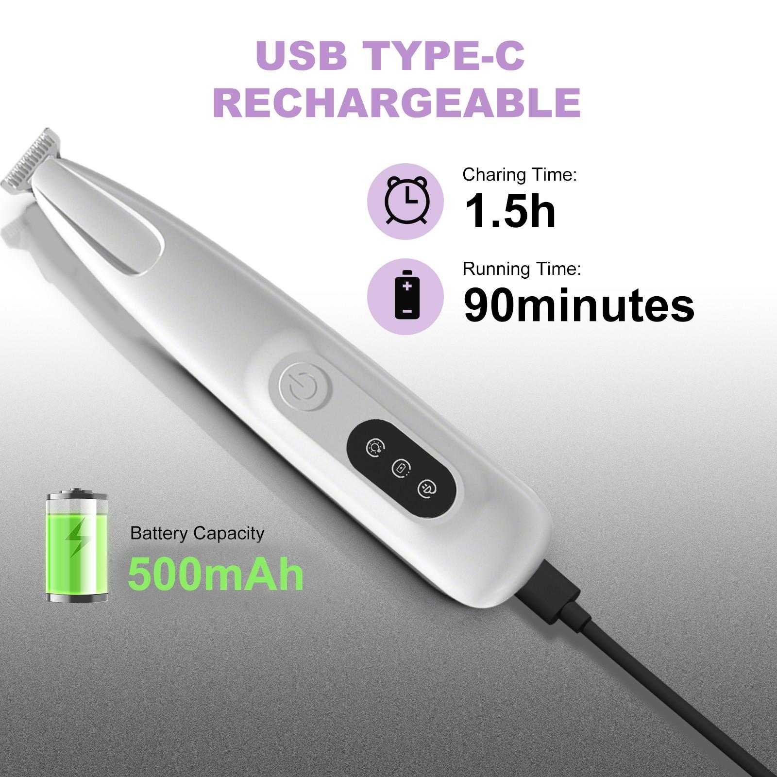 Pet Paw Trimmer with LED Light – Electric Dog & Cat Hair Clipper, 18mm Wide Blade, Low Noise Grooming Tool for Paws, Eyes, Ears, Face and Rump.