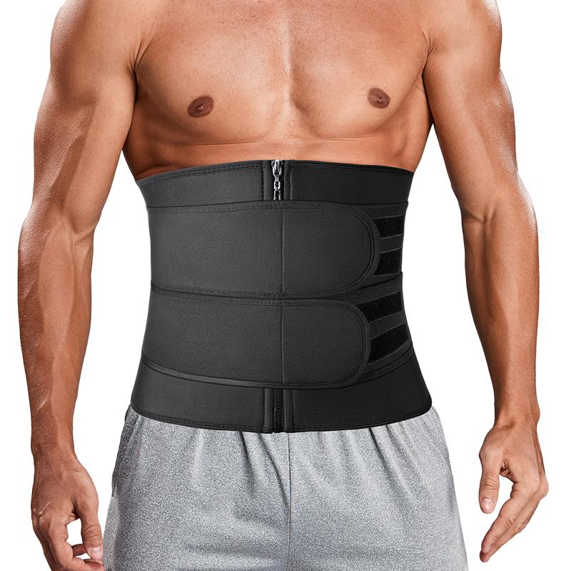 CATTIBOR Men Zipper Sauna Waist Trainer Cincher,Men Neoprene Workout Corset With Adjustable Hook & Eyes,Men & Women Trainer GYM Fitness Shapewear Sport Belt,Men Sportwear Polyster