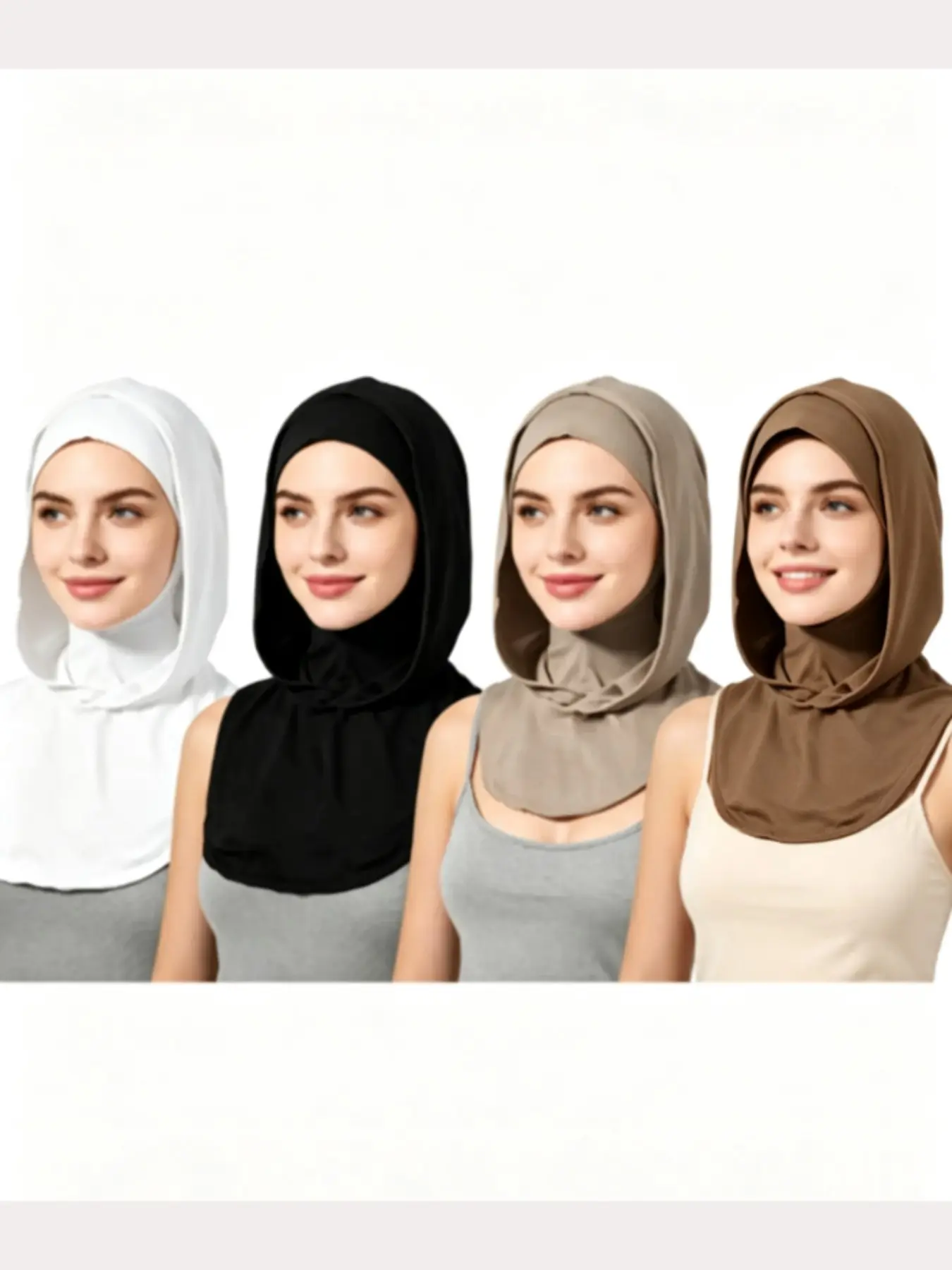 4-Piece Muslim Double-Layer Hijab Set, Elegant Ramadan Hat Hijab, High-Quality Eid Headwear, Women's Simple Fashion Hijab Gift