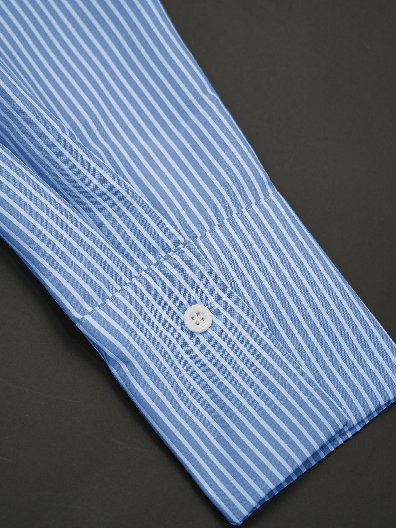 Elegant Women's Long Sleeve Shirt, Spring & Fall Fashion, Single Button Design, Wrinkled Hem, Striped Pattern, Versatile Top, Blouse