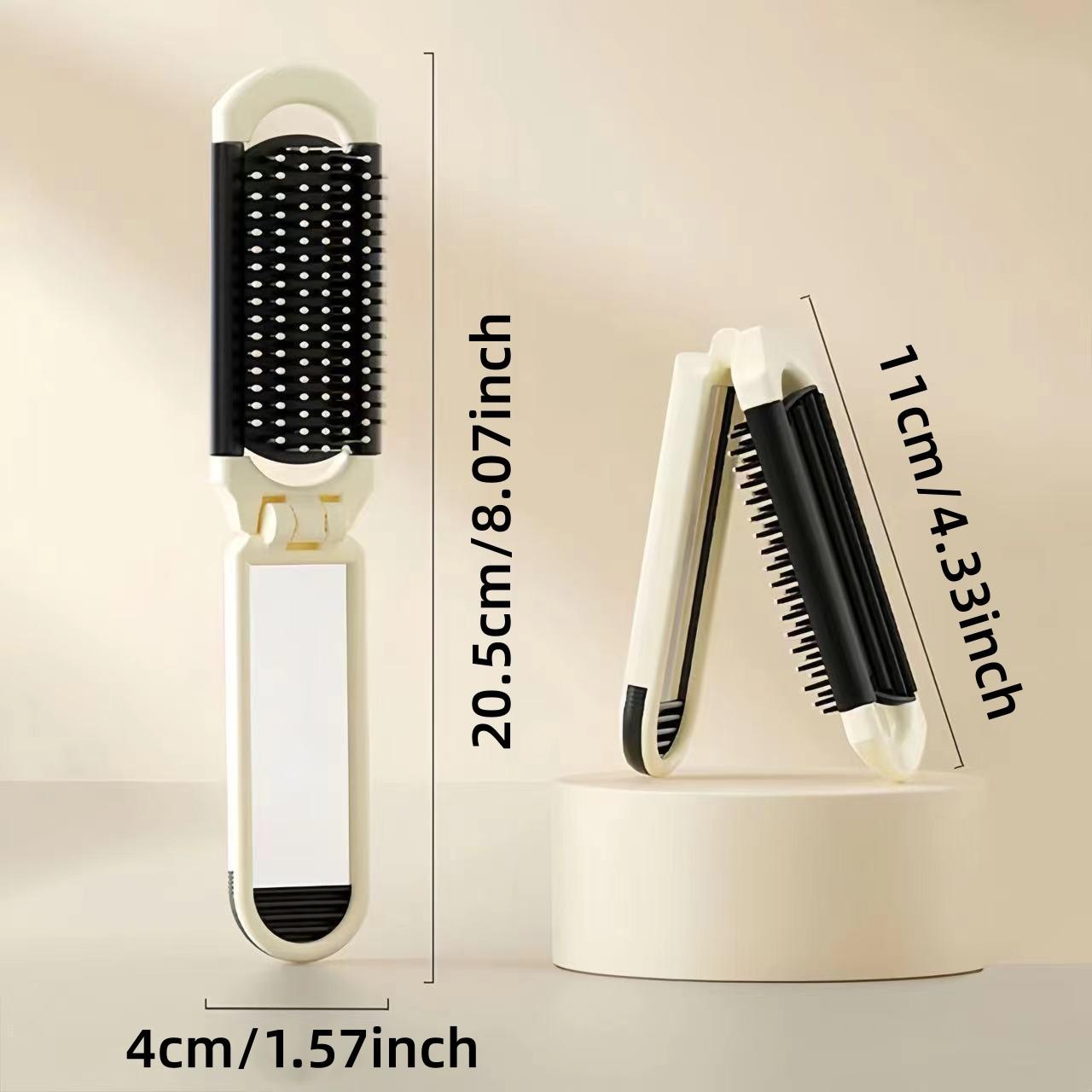 Foldable Mirror Comb Integrated Cushion Brush Portable Mini Travel Hairbrush Cute 2 in 1 Massage Mirror Comb Comb and Mirror in One Small Space Saving Touch Up Hairstyle Anywhere