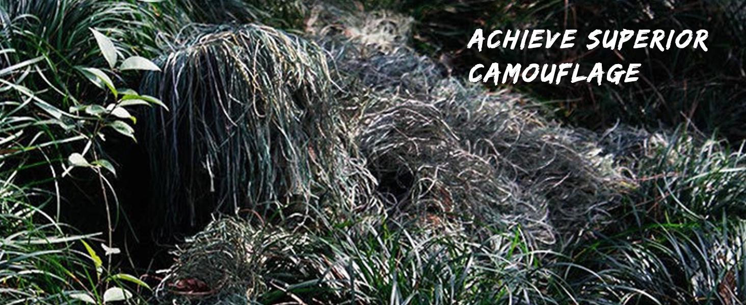 [ SummerVibes ] SLSY 5 in 1 Ghillie Suit, 3D Camouflage Hunting Apparel Including Jacket, Pants, Hood, Carry Bag Suitable for Unisex Adults/Youth (M/L/XL/XXL)