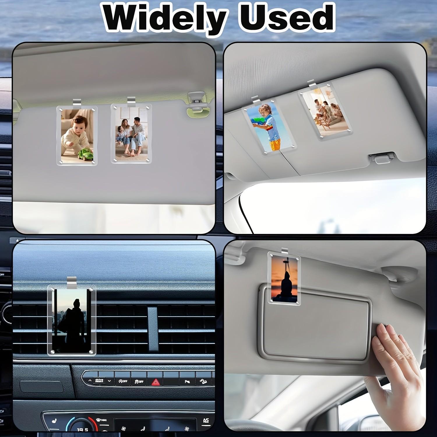 2‑Pack Car Sun Visor Photo Frame Clips Acrylic Random Colors Fits 6×9in Photos Customizable Car Decor Gift