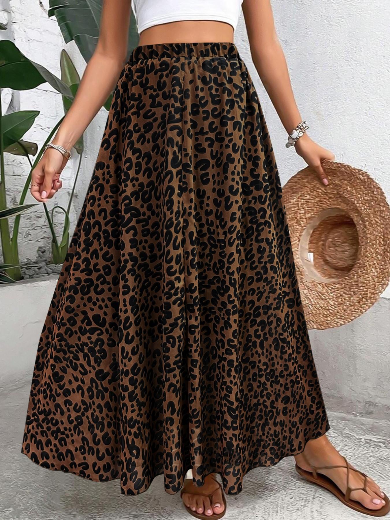 Women's Floral Print Skirt, Floral Pattern Skirt, Boho Casual Skirt, Elegant Chic Boho Bohemian Style Maxi Long Skirt for Beach Holiday Vacation, Lightweight Ladies Bottoms for All Seasons, Womenswear
