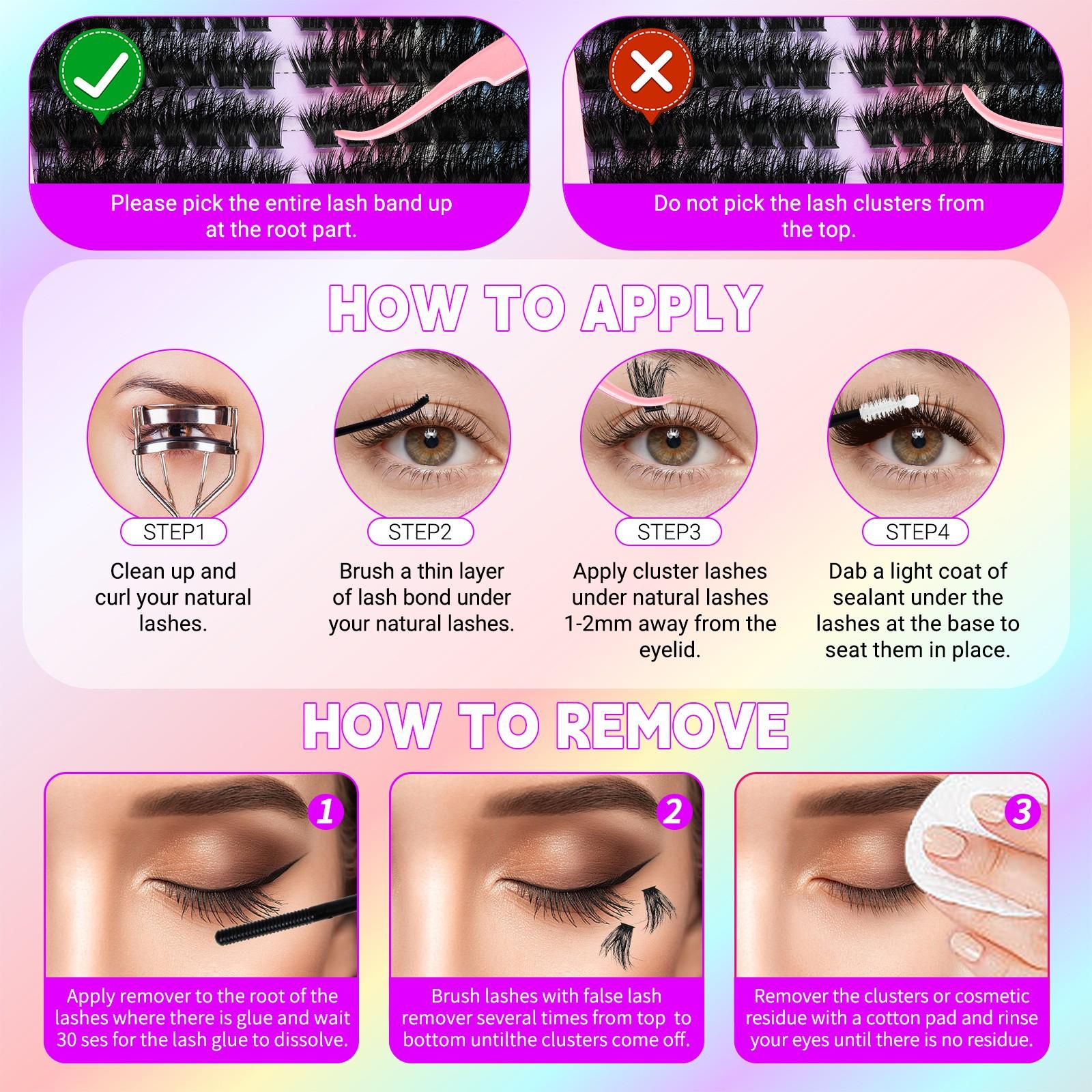 RITALASH 544PCS 4 Styles Upgrade Cat Lash Clusters Gift Packs, WaterProof Lashes Eyelash Clusters Extensions for Beginners and Proficient, DIY at Home Easily, Extension Soft comfortable Easy Apply Natural Look for Makeup gift Lash Clusters