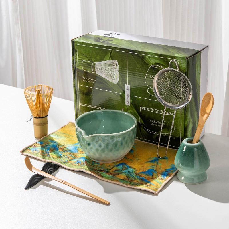 8pcs Japanese Matcha Bowl Set with Whistle, Matcha Bowl Spout, Ceramic Chasen Hundred Stands, Matcha Tea Set Gift Box, Traditional Tea Ceremony, Matcha Set Kit