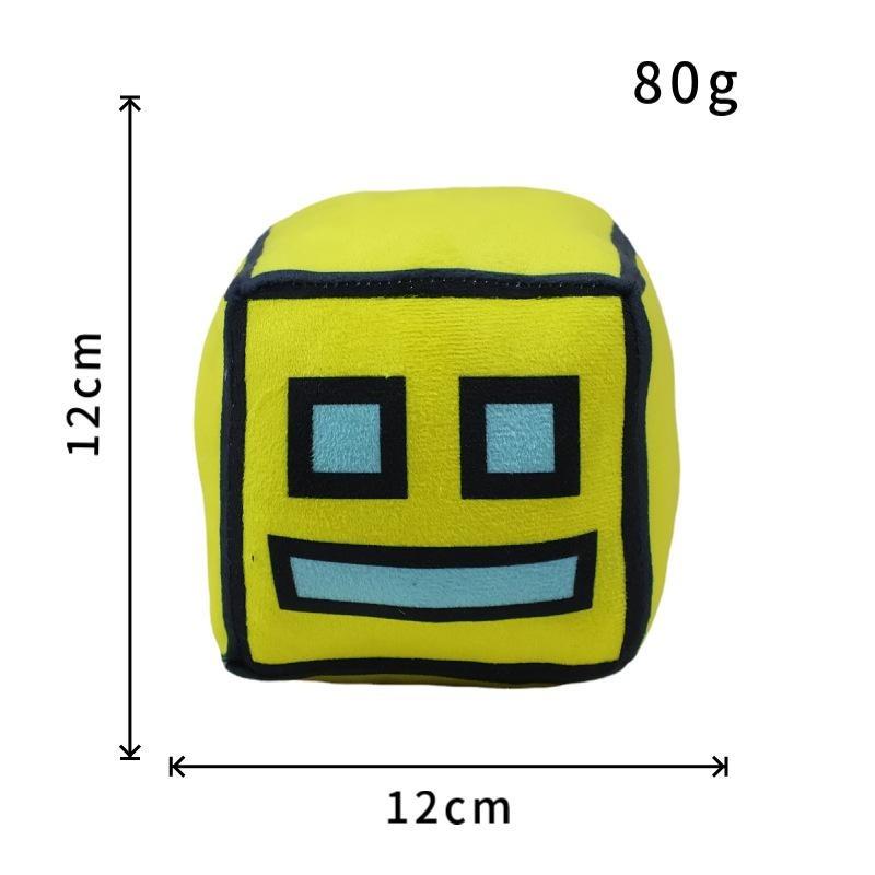 Soft Geometry Dash Cube Plush Toy Set, Cute Game Character Stuffed Plushies, Lovely Room Decor, Funny Birthday Holiday Presents for Children & Game Fans