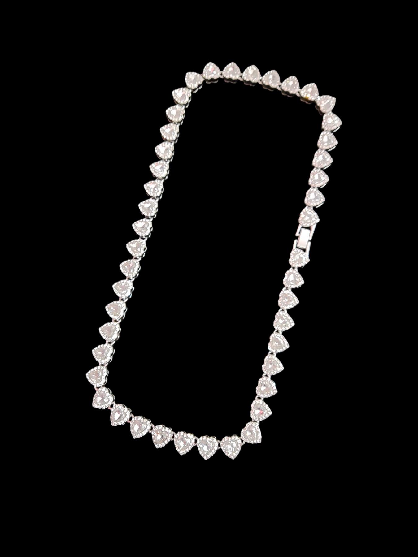 1Piece 10mm Rhinestone Glass heart-shaped chain necklace for Women, hip-hop punk heart necklace, Elegant Rhinestone Necklace, Love Heart Necklace, Exquisite Chain Jewelry, fashion jewelry, suitable for daily wear or party, Valentine's Day gift.