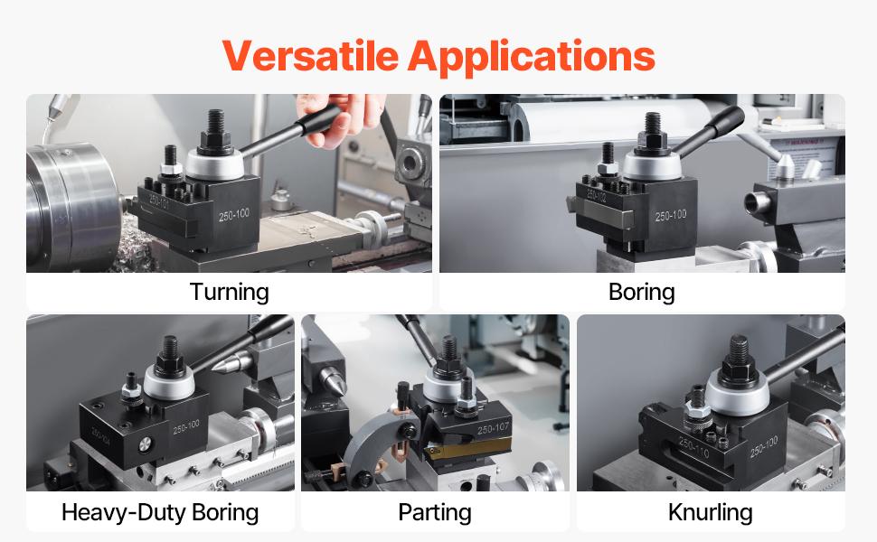 VEVOR Quick Change Tool Post Set, 6 Pcs, Includes Lathe Tool Holders, Piston Type Tool Post with Turning Tool Holder Accessories, Fit for Mini Lathe Metal Lathe 6-12 Swing, Durable Steel Material