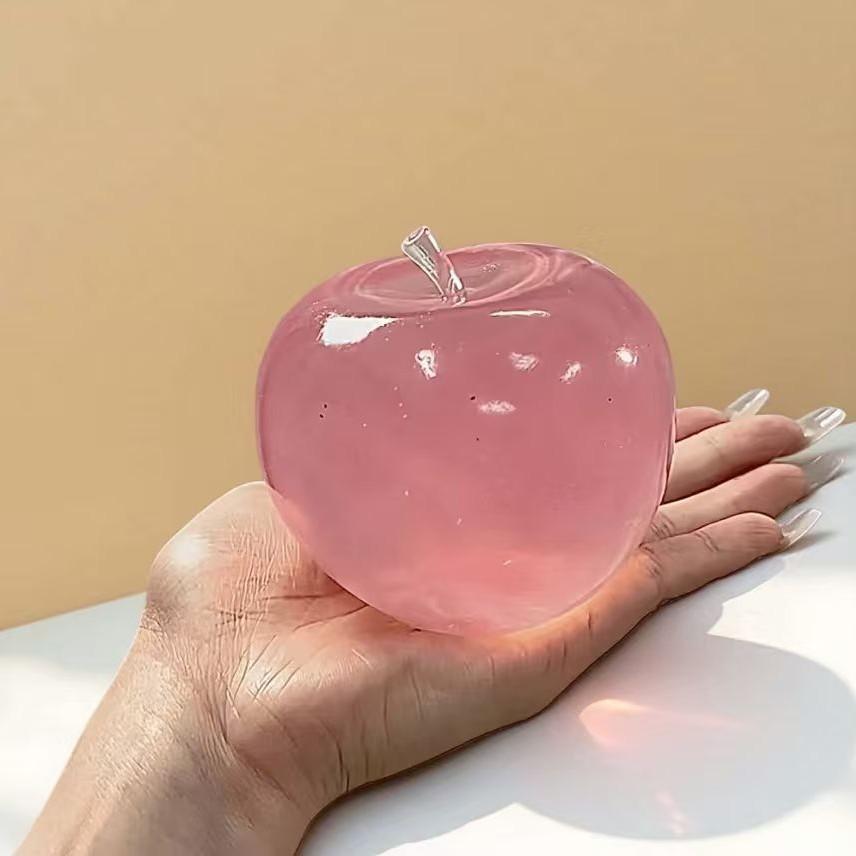 Crystal Apple Figurine, Soft, Ultra-Thin Skin, Stress Relief Toy, Touch Sensory Toy, Office Desk Decor, Non-Edible Gift, Decorative Figurines