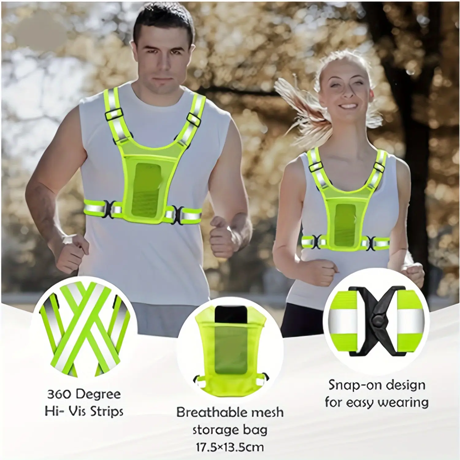 2026  Running Vest Chest,  Phone Holder For Women Men, Reflective Vest Safety Gear For Dog Walking Cycling - Adjustable Waist/Shoulder Game Day Safety Gear for All Fans, Football Match Day Fan Gear