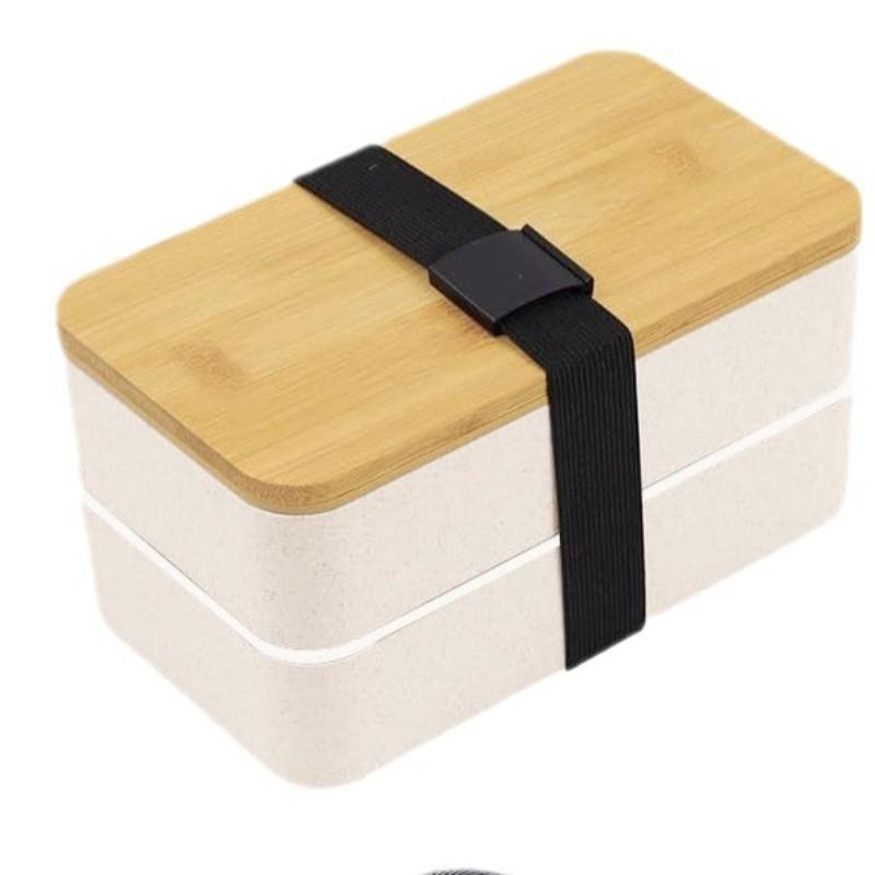 Double-Layer Bento Box with Dividers, Insulated Large Capacity Microwave Safe Stackable Plastic Lunch Box, Japanese Style Reusable Container