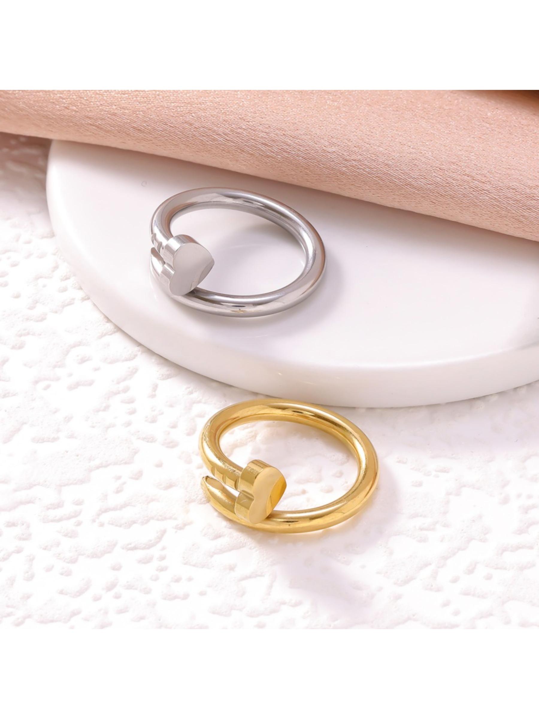 European and American Style Simple Fashion Stainless Steel Heart-shaped Ring, Personalized Design Couple Love Ring Set