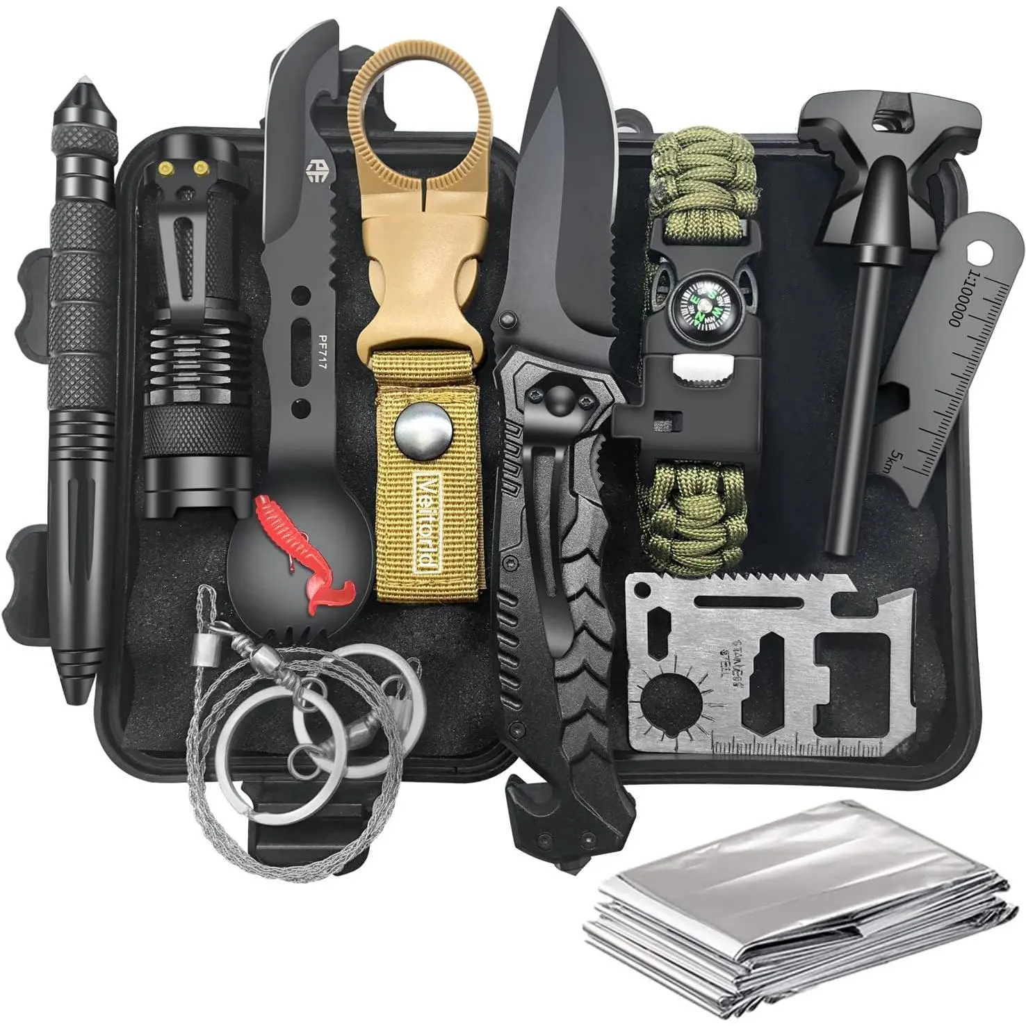 12-in-1 Survival Gear and Equipment Kit, Fishing Hunting Gift for Men, Dad, Husband, Boyfriend, Teen Boy, Christmas Birthday Stocking Stuffer